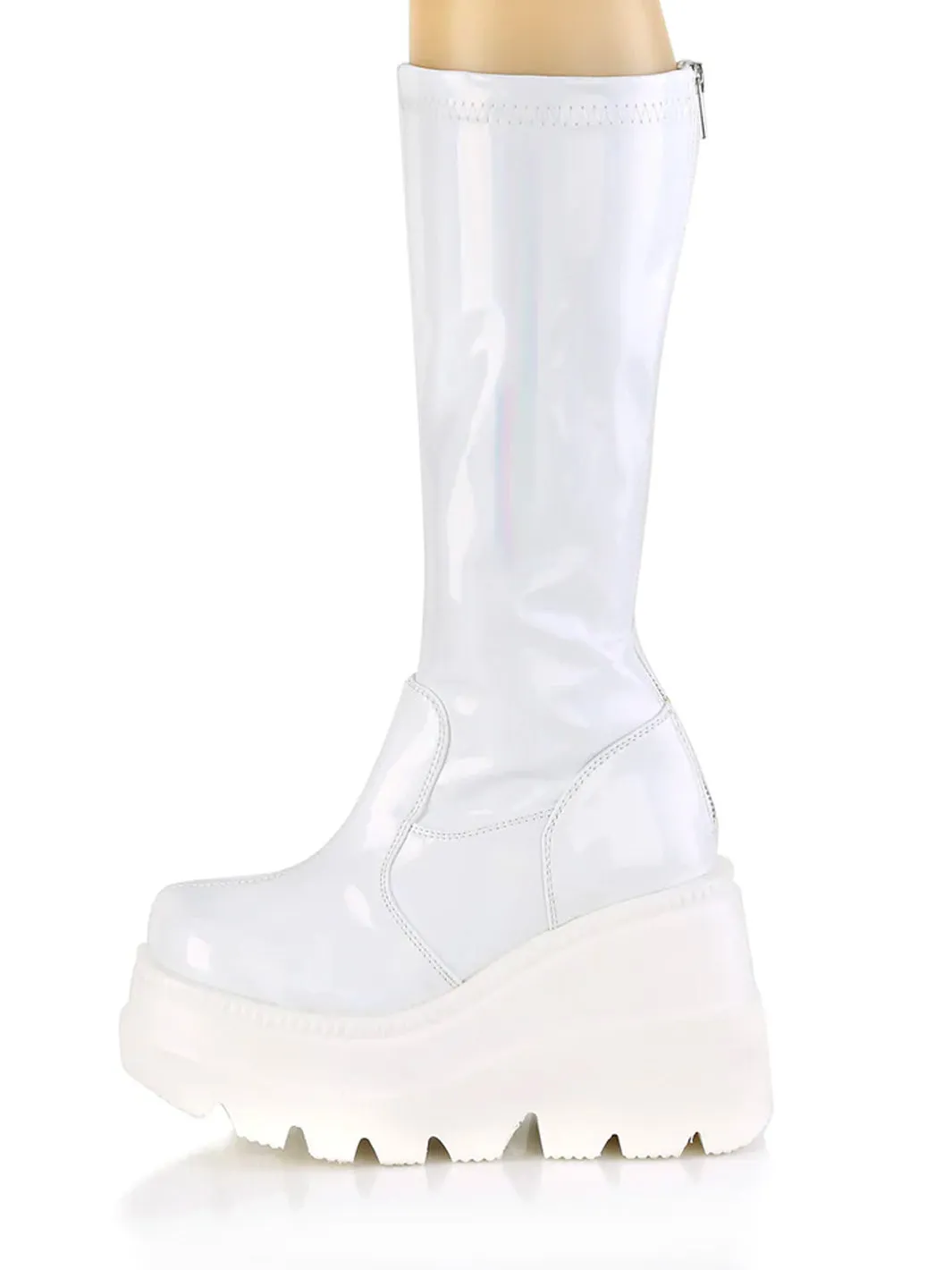 DEMONIA SHAKER 65 BOOTS - PATENT WHITE