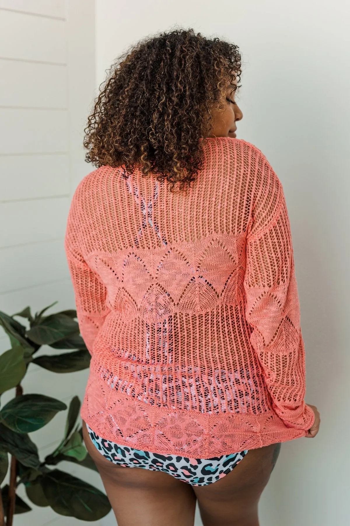 Effortless Smiles Open Knit Sweater- Coral