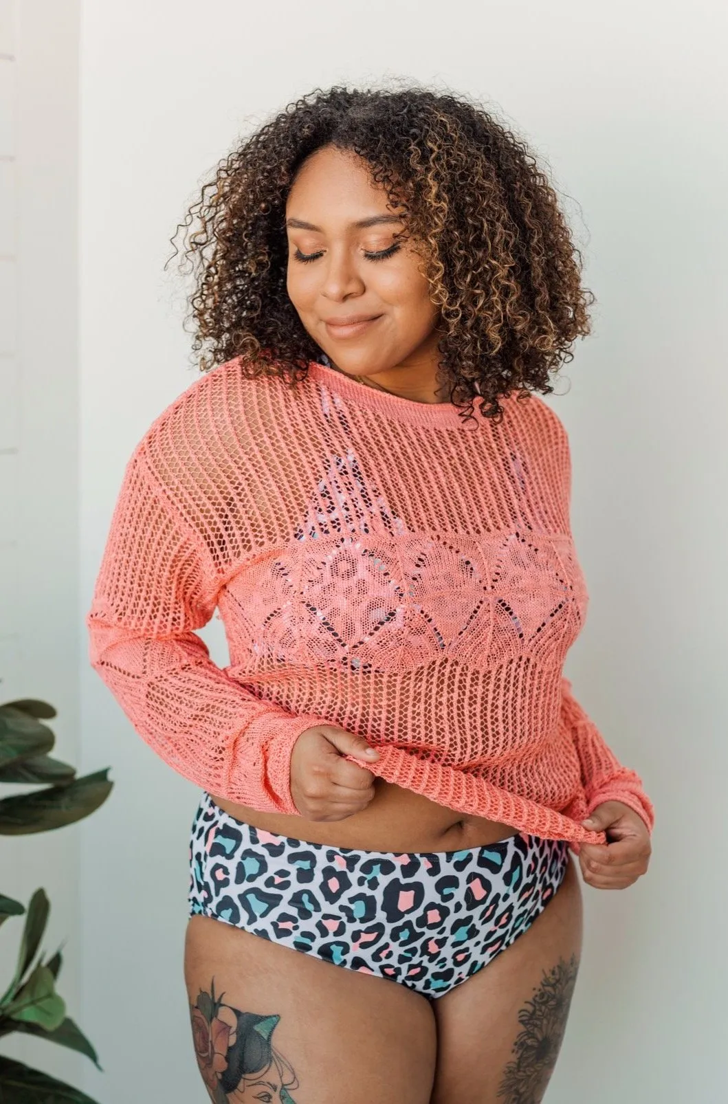 Effortless Smiles Open Knit Sweater- Coral