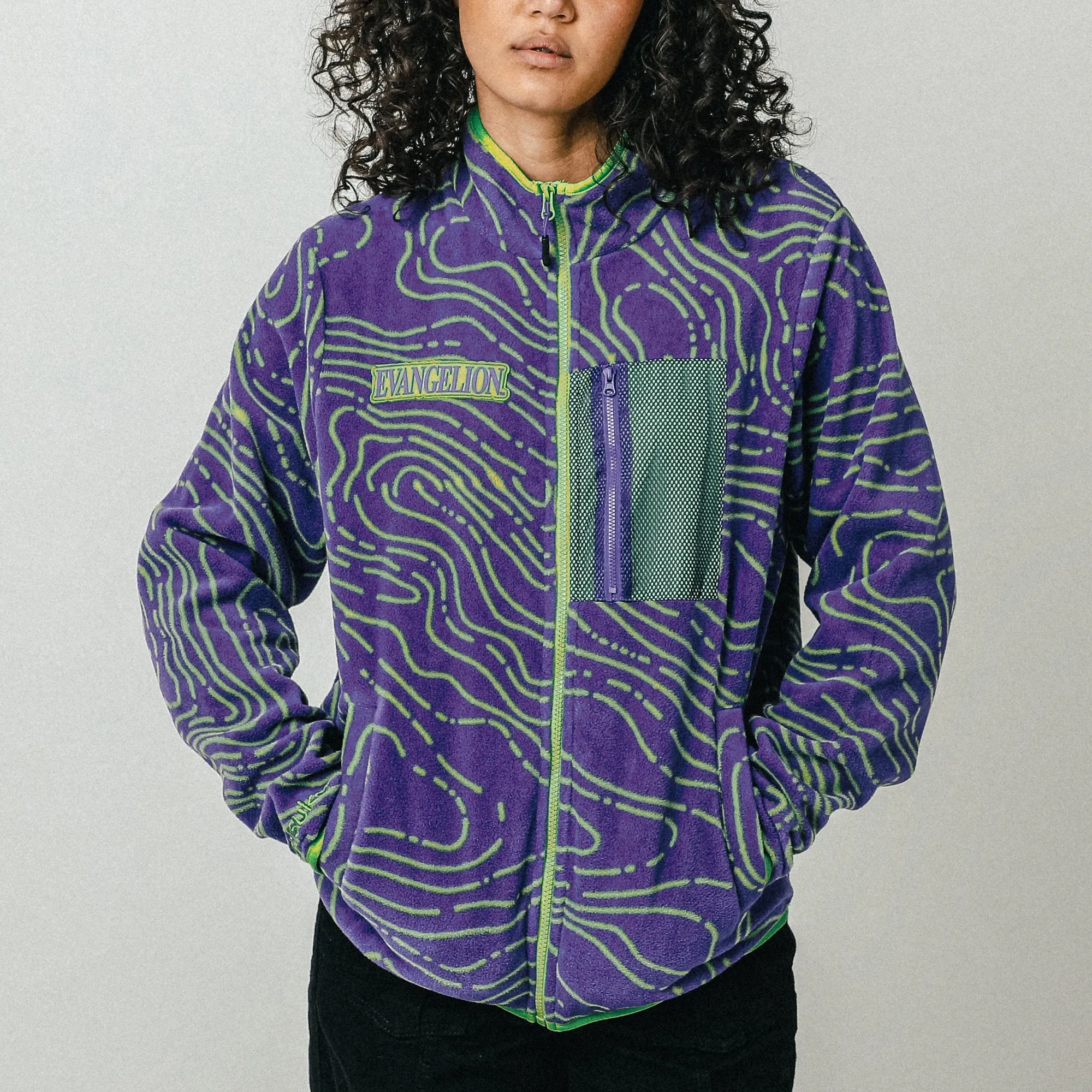 Eva Unit-01 Topography Pattern Purple Polar Fleece