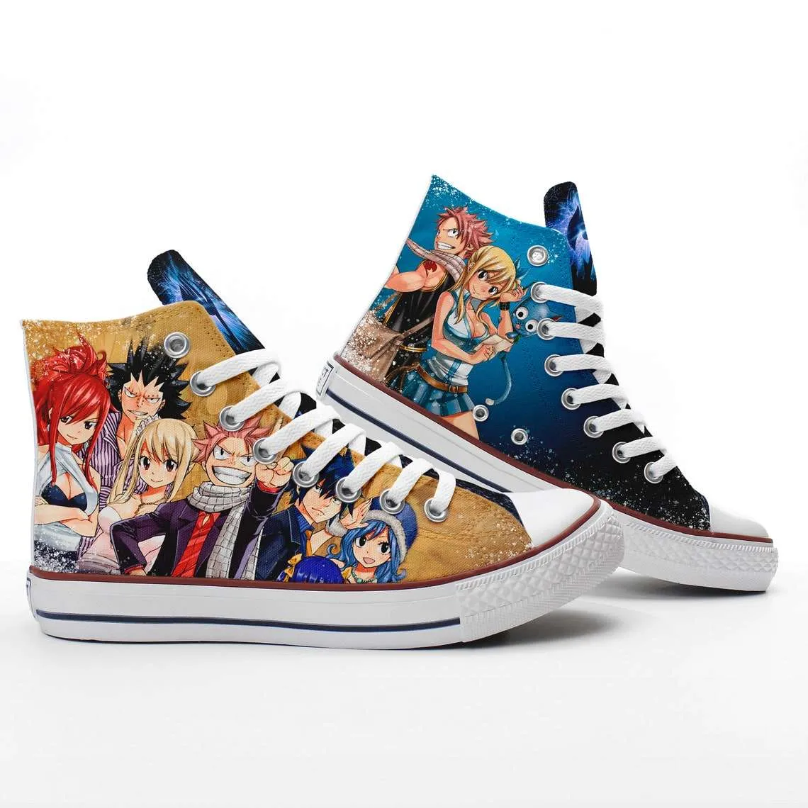 Fairy Tail Dragon Slayers Natsu Dragneel Irene Belserion Printed Sneakers Canvas High Top Shoes