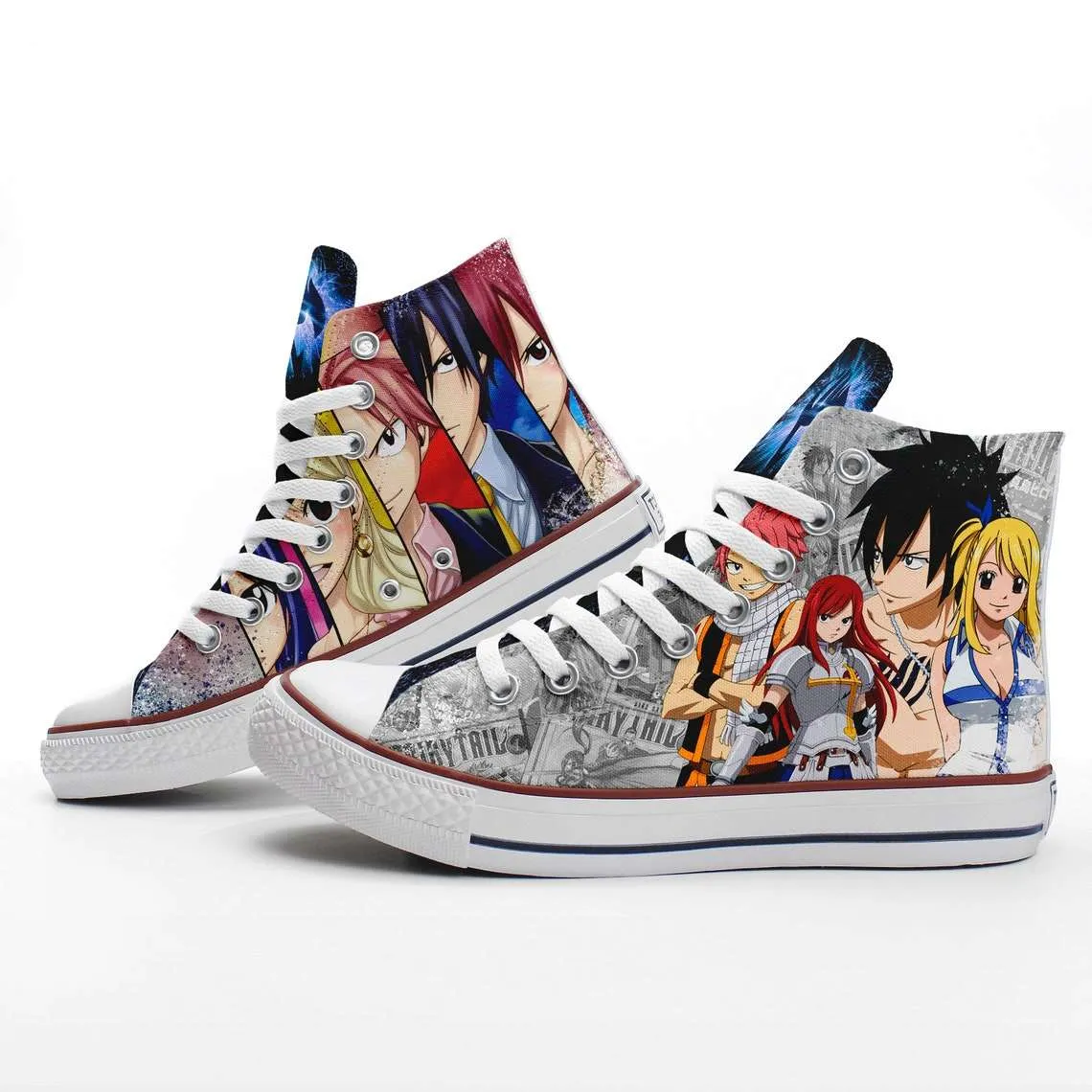 Fairy Tail Dragon Slayers Natsu Dragneel Irene Belserion Printed Sneakers Canvas High Top Shoes