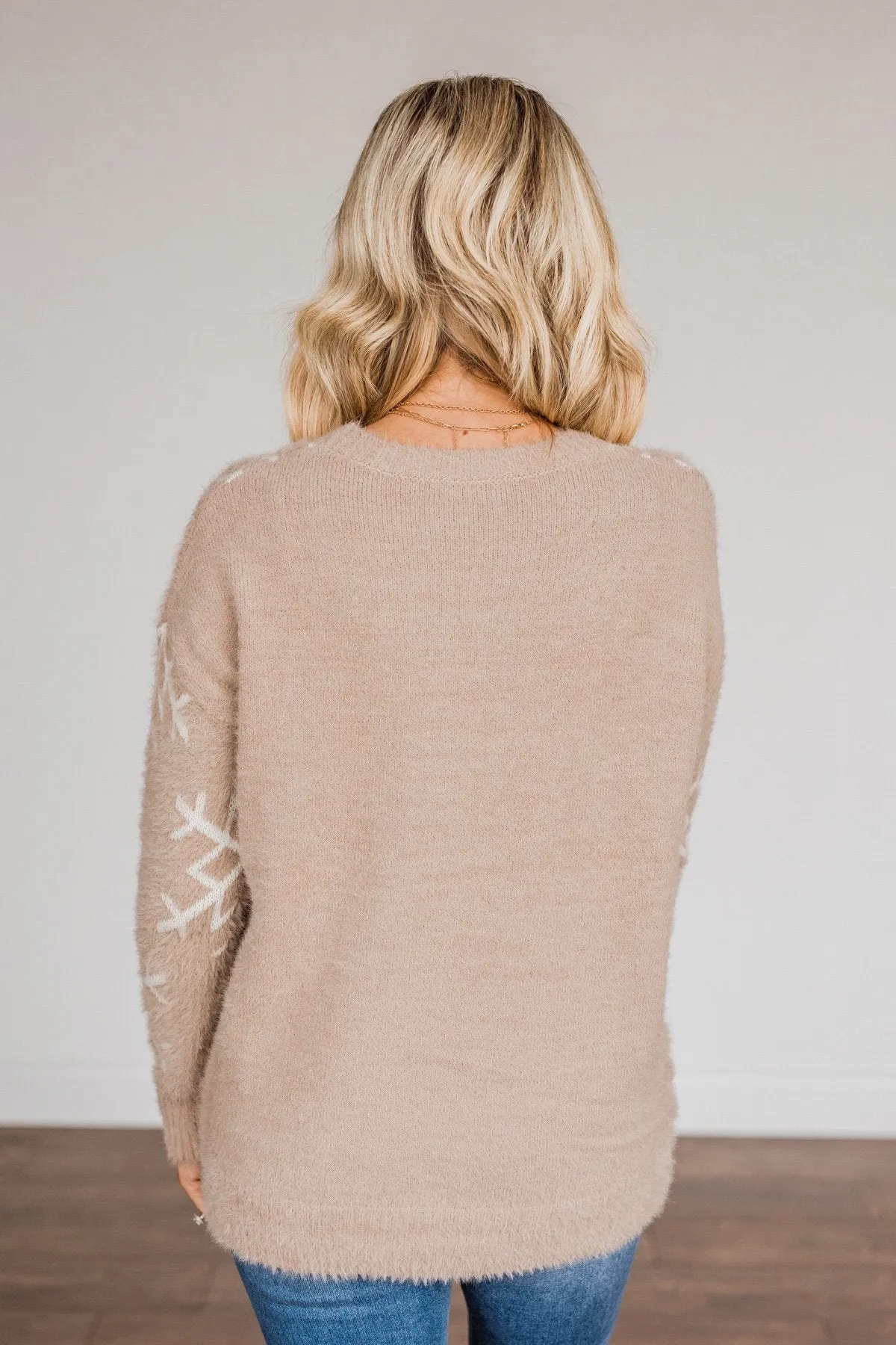 Falling Snowflakes Knit Sweater- Beige & Ivory