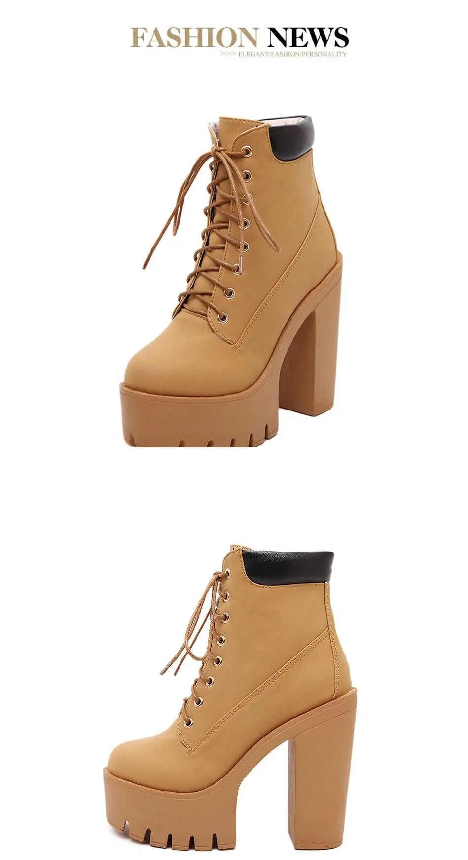 Fashion Women's Size 10 Platform Ankle Boots with Lace-Up and Thick Heel Platform on Clearance