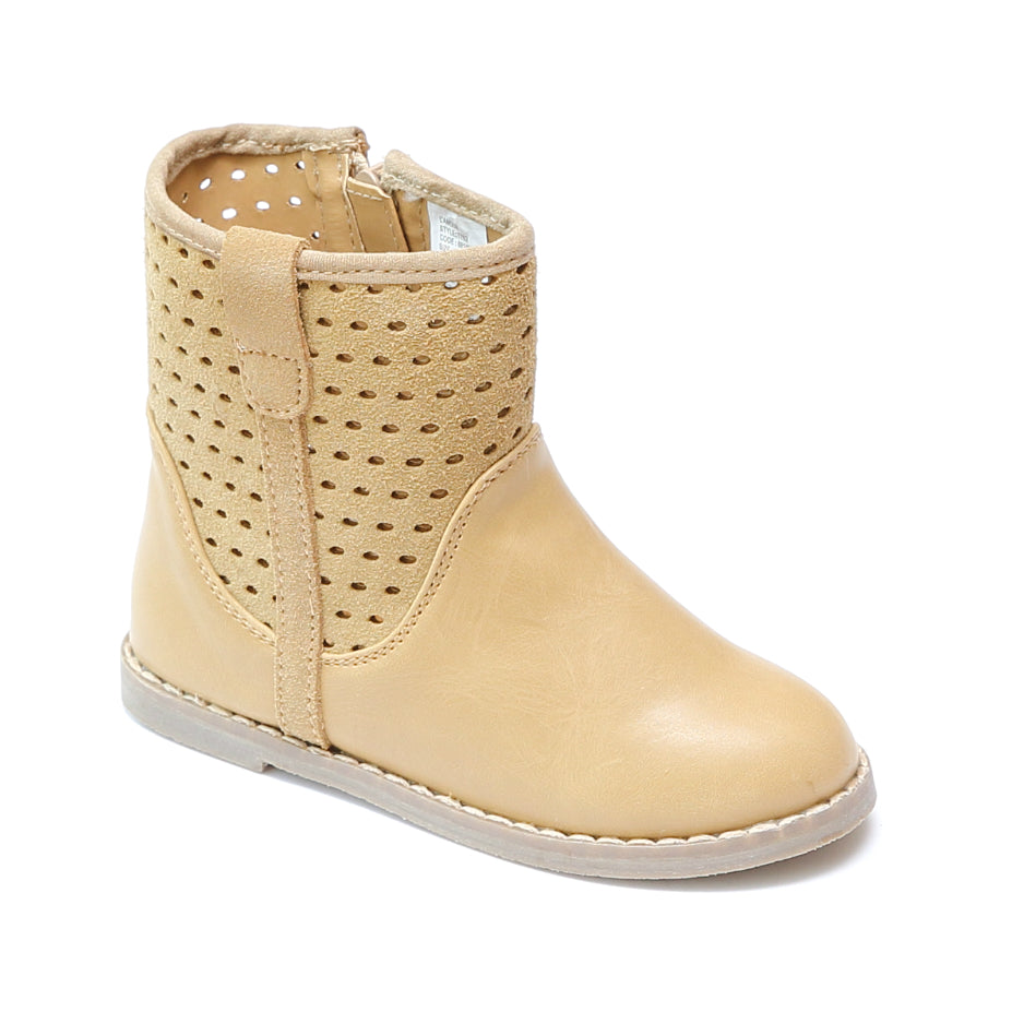 FINAL SALE - L'Amour Girls Suede Perforated Ankle Boots