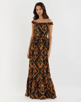 Fiore Ruffle Neck Maxi Dress