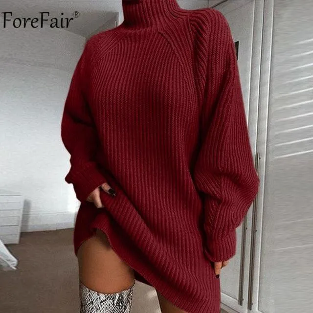 Forefair Turtleneck Long Sleeve Sweater Dress