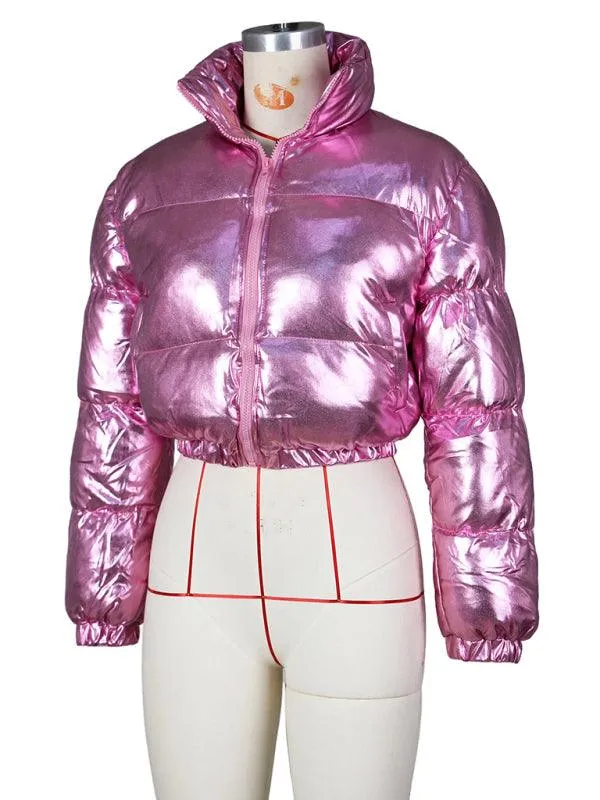 Glossy Parka Women Crop Jacket