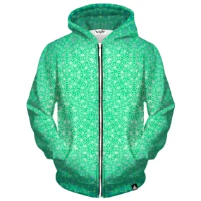 GREEN COSMIC STARGRID ZIP UP HOODIE