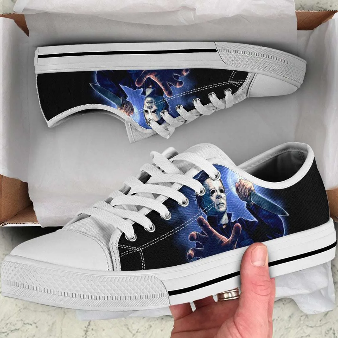 Halloween Michael Myers 13th Friday Horror Movie Custom Casual Canvas Low Top Shoes – 90sfootwear