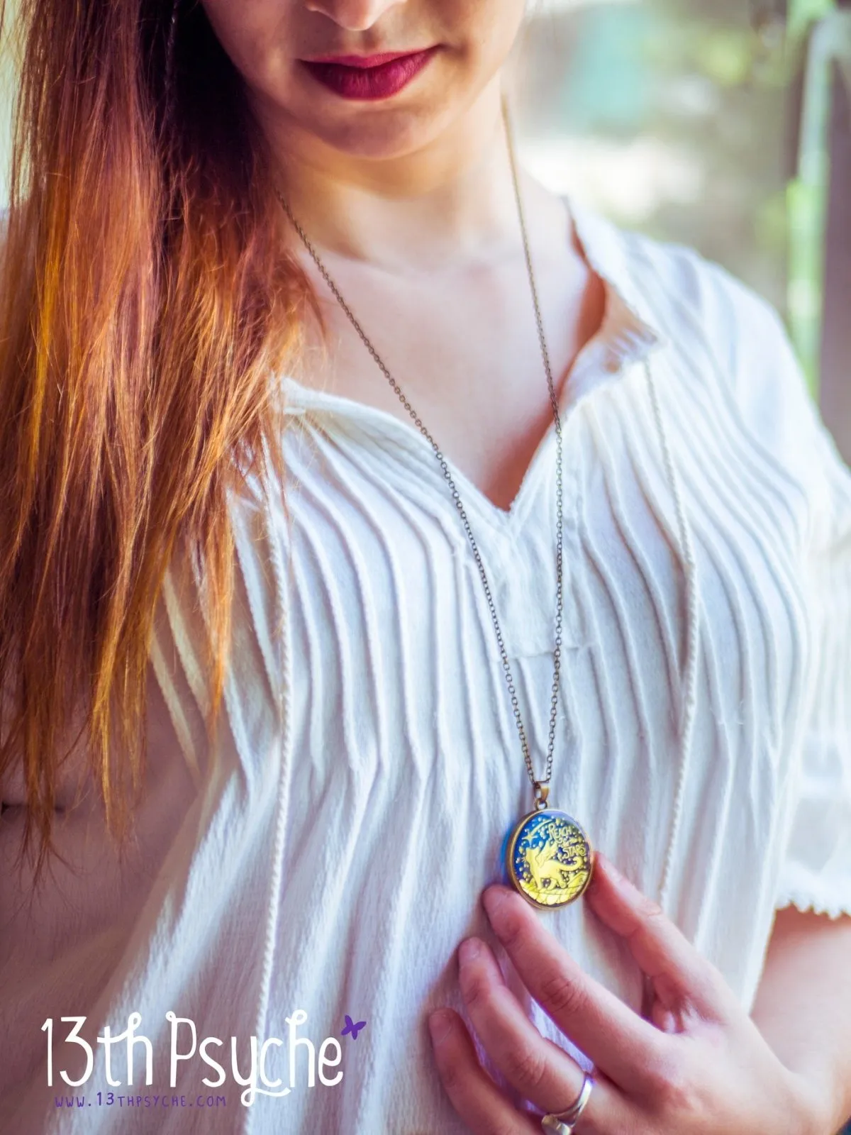 Illustrated unicorn resin pendant necklace, I believe necklace