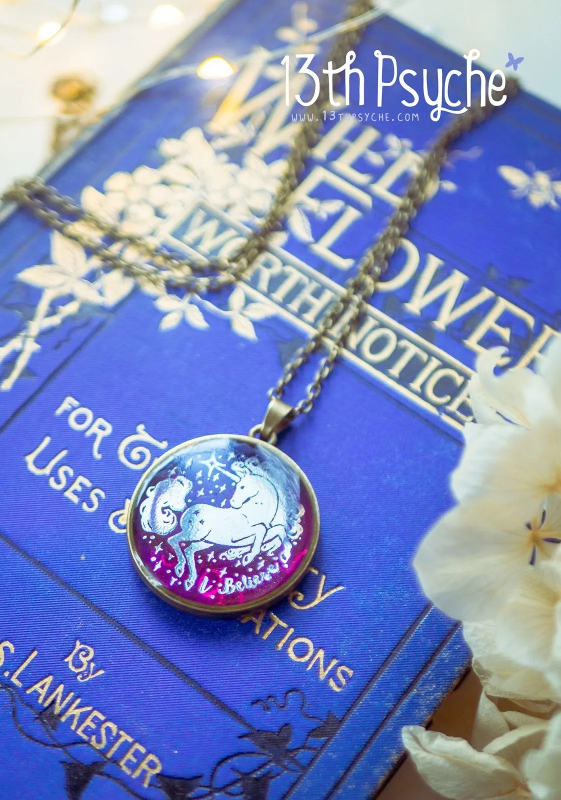 Illustrated unicorn resin pendant necklace, I believe necklace