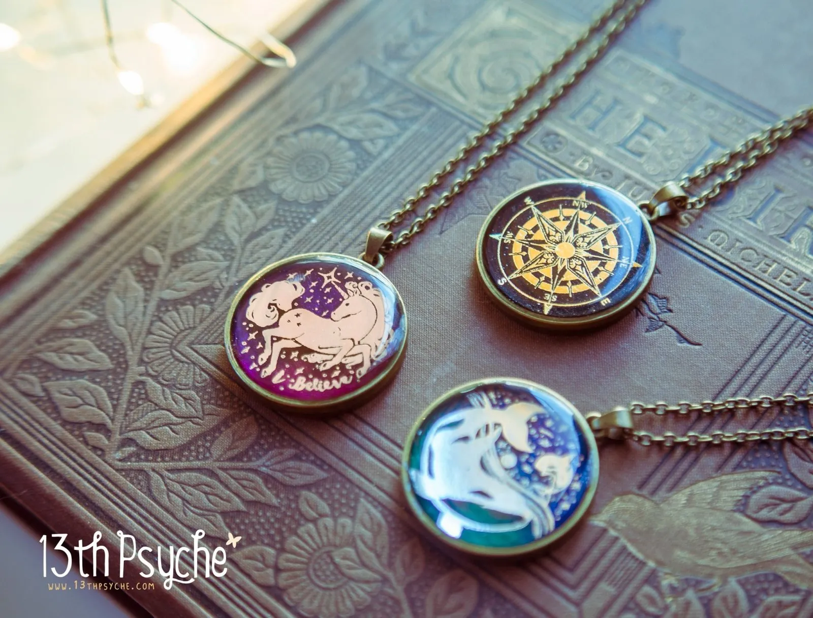 Illustrated unicorn resin pendant necklace, I believe necklace