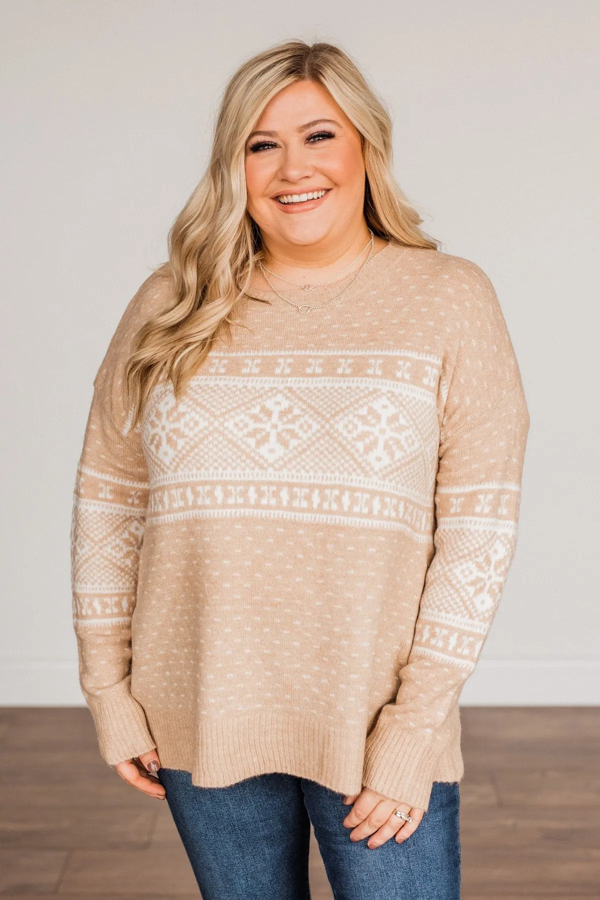 Jolly Spirits Knit Sweater- Beige & White