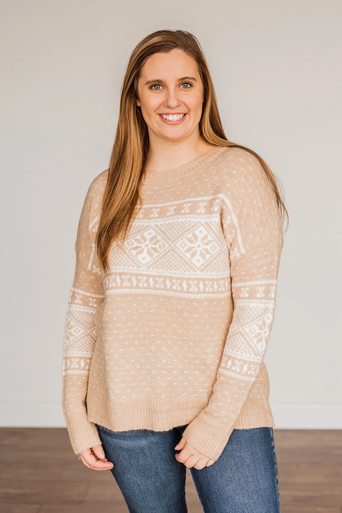 Jolly Spirits Knit Sweater- Beige & White