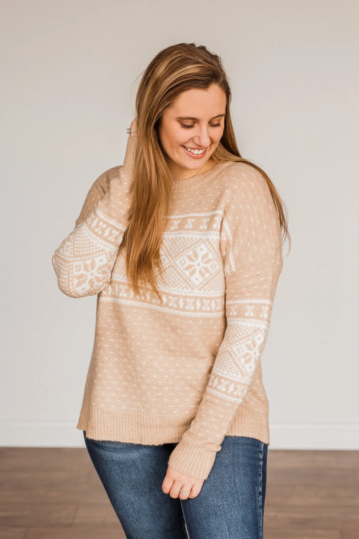 Jolly Spirits Knit Sweater- Beige & White