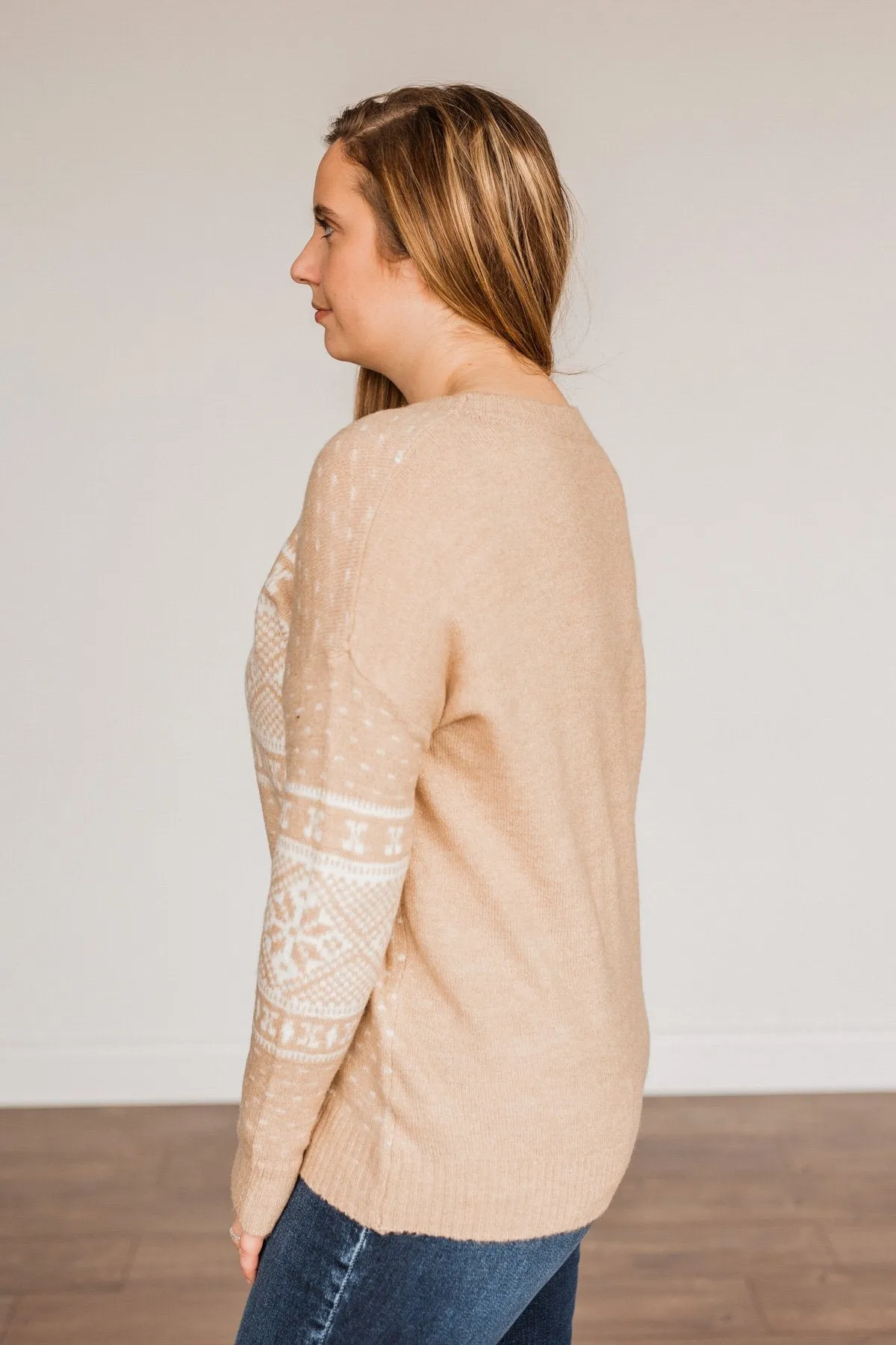 Jolly Spirits Knit Sweater- Beige & White