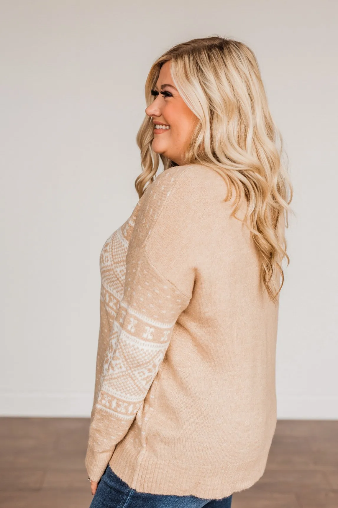 Jolly Spirits Knit Sweater- Beige & White