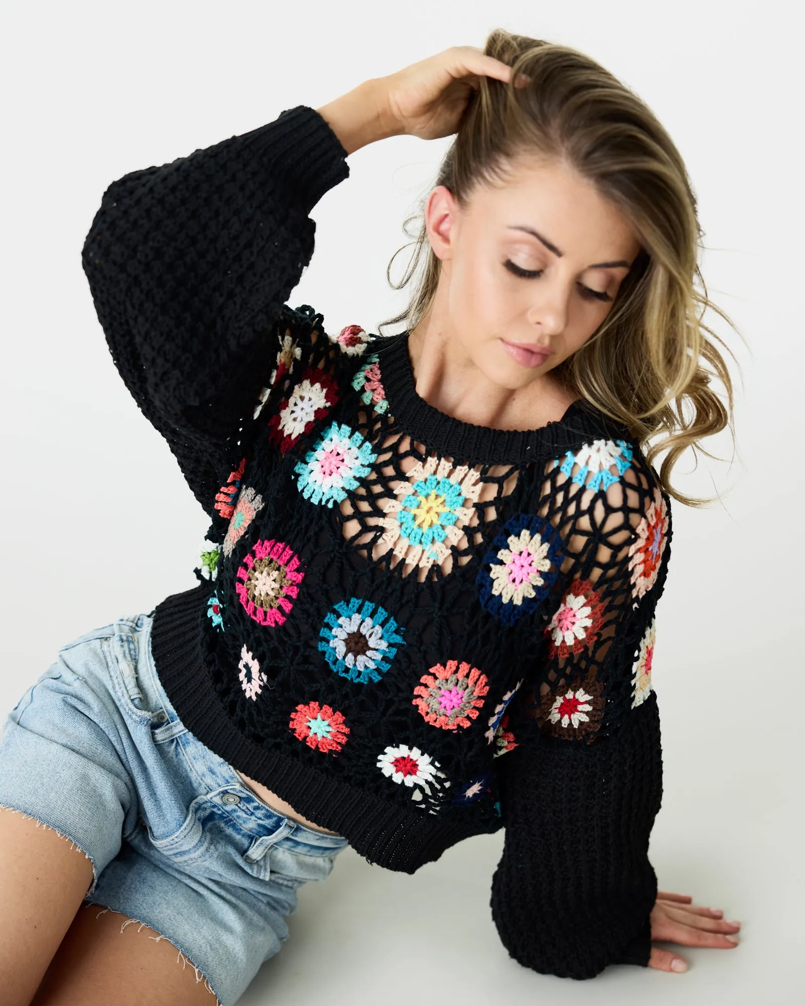 Kate Crochet Crop Sweater