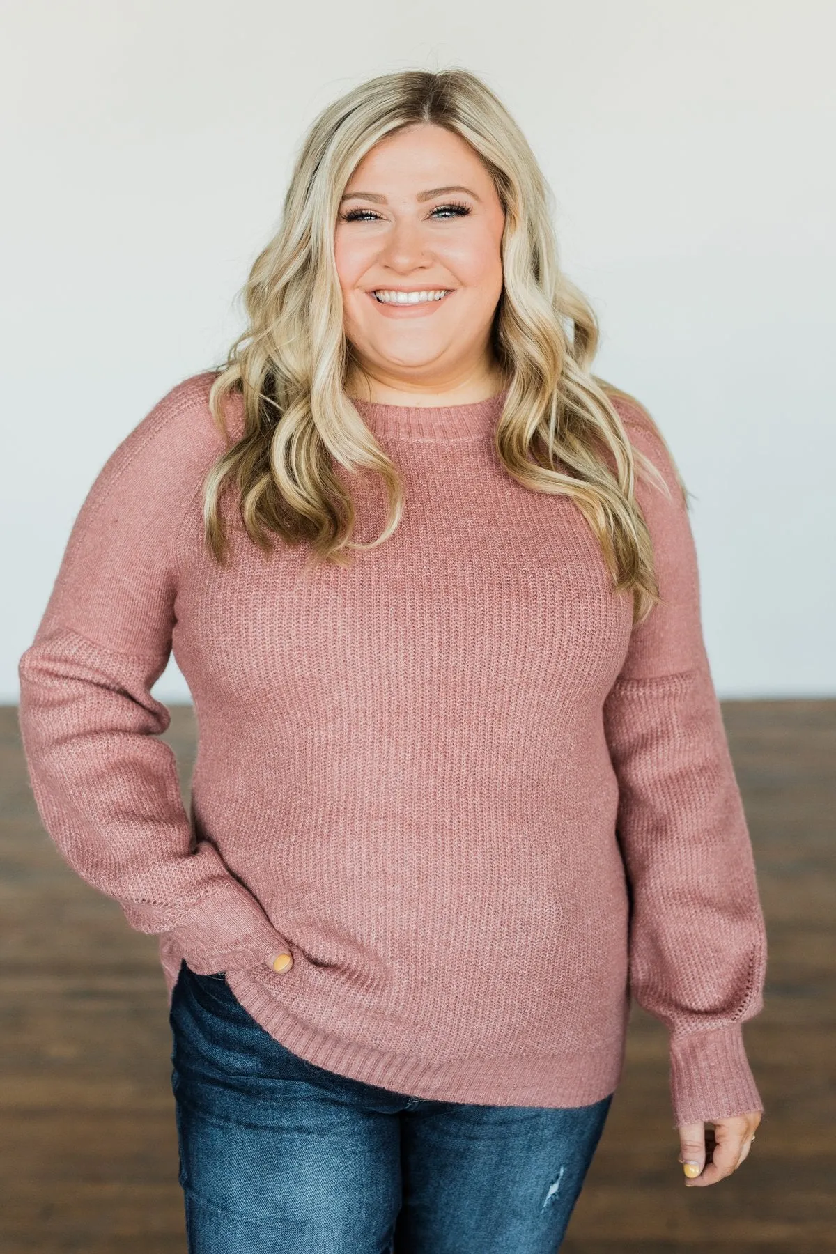 Live A Little Knit Sweater- Mauve