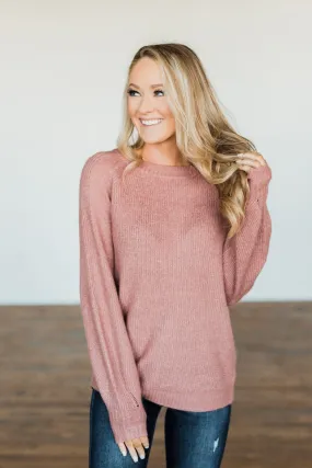 Live A Little Knit Sweater- Mauve