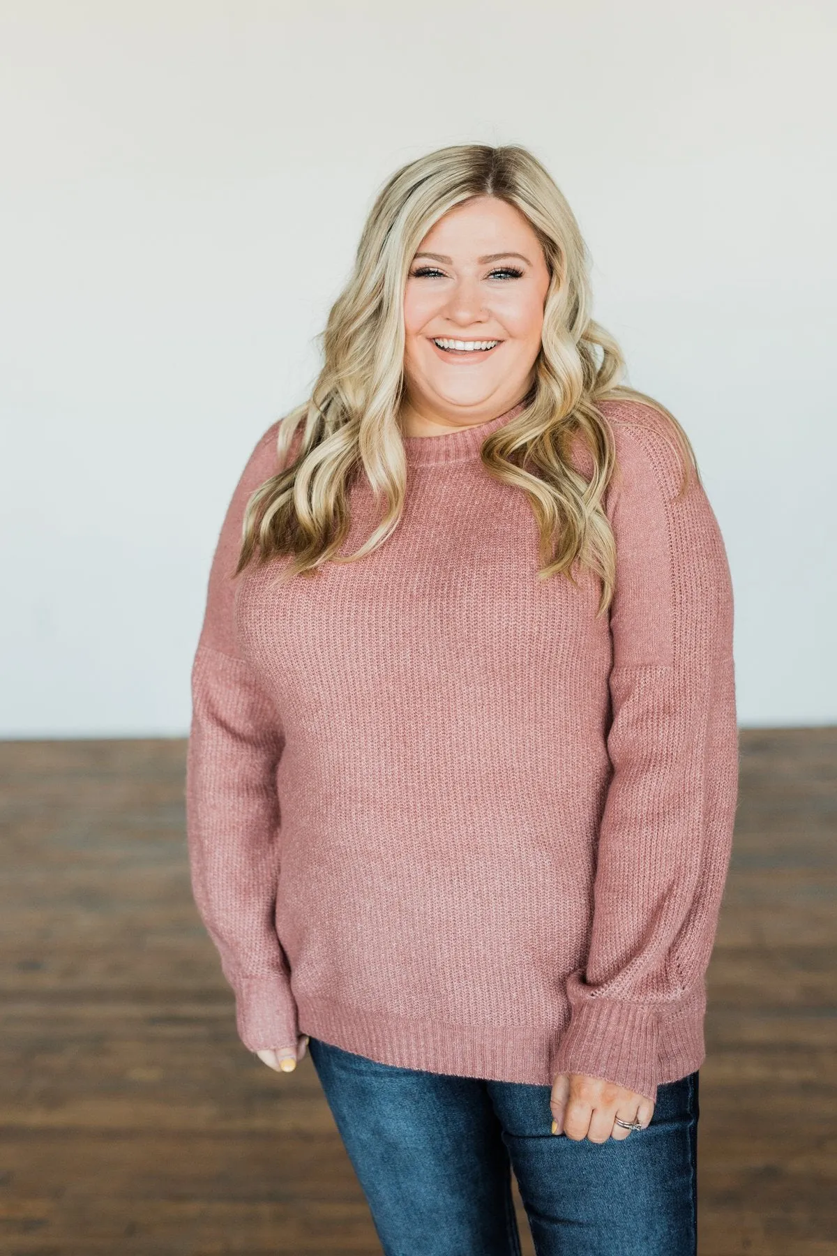 Live A Little Knit Sweater- Mauve