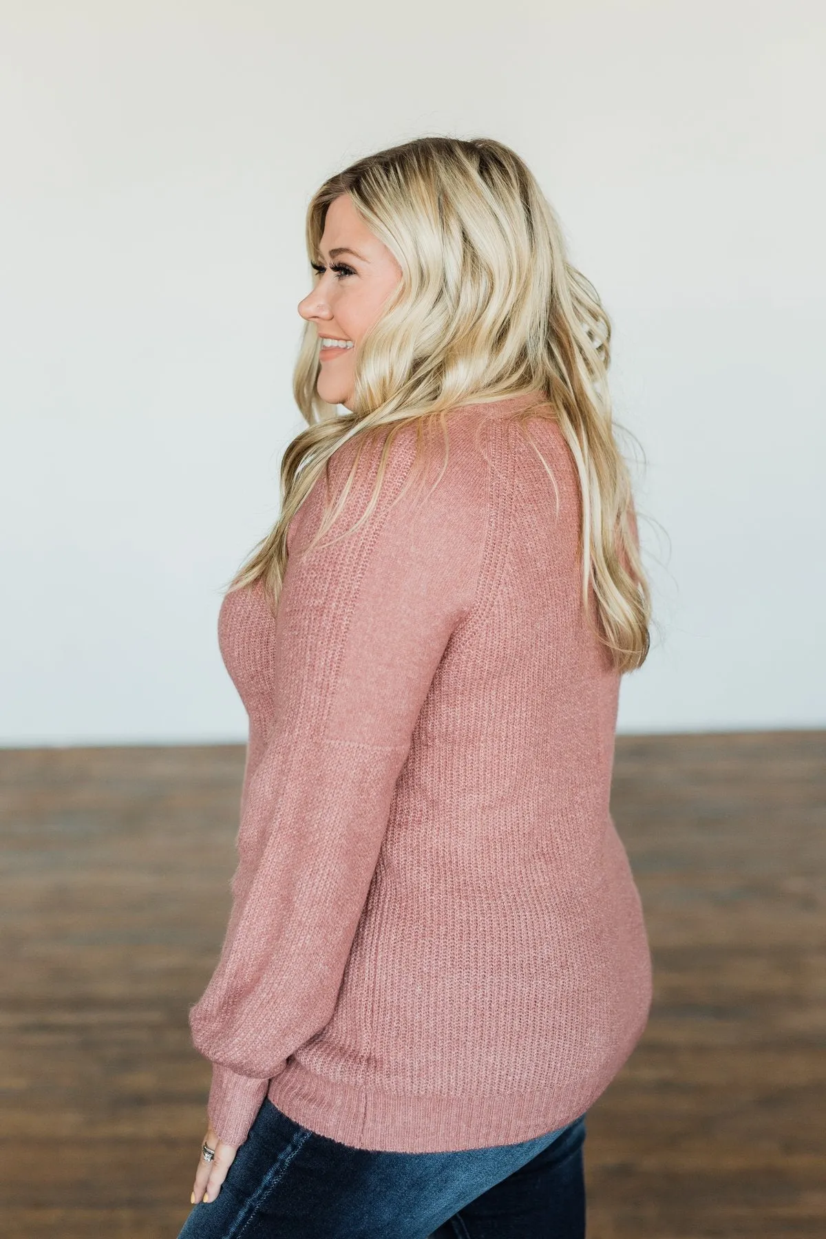 Live A Little Knit Sweater- Mauve