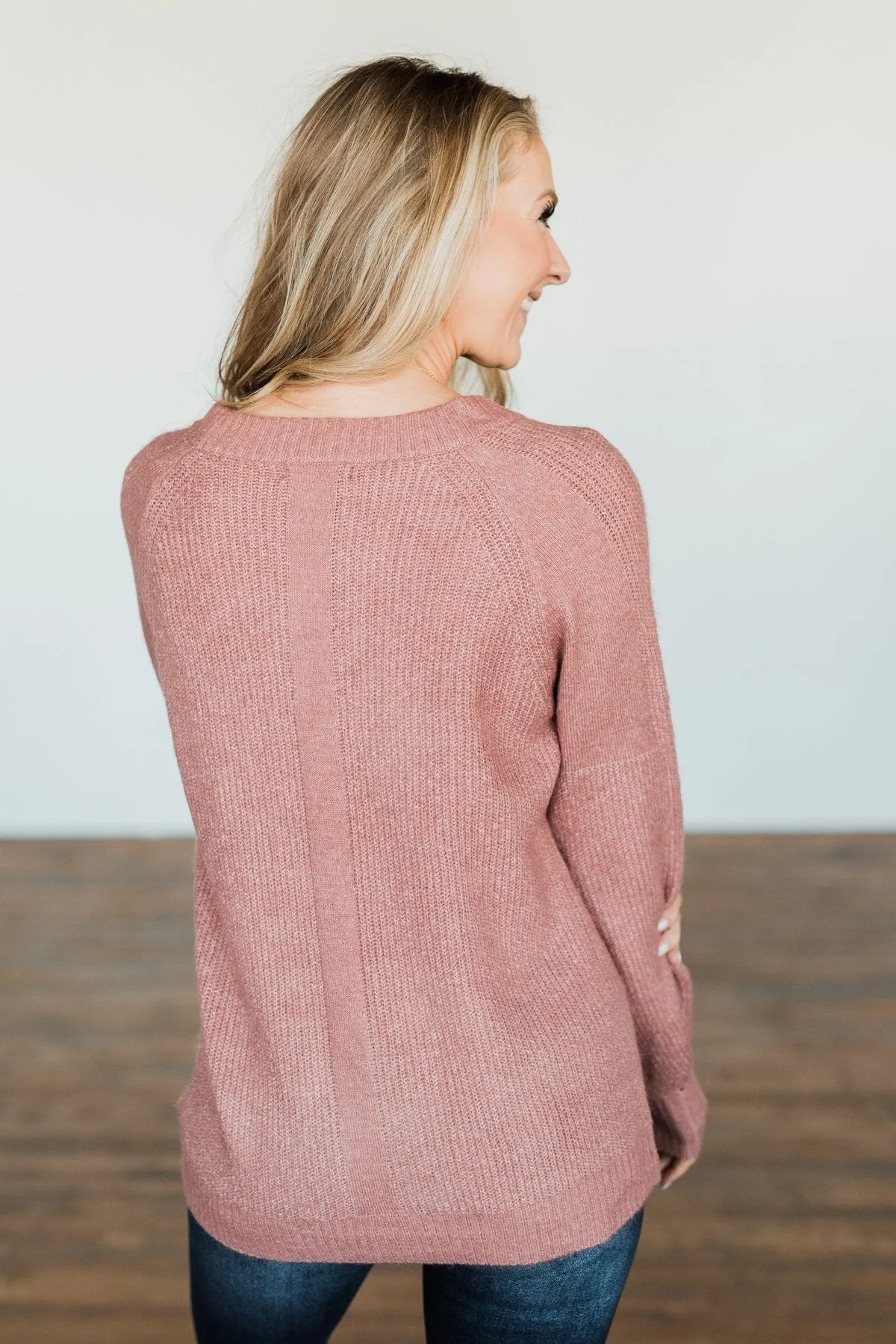 Live A Little Knit Sweater- Mauve