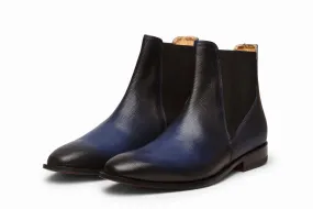 Lizard Skin Print Chelsea Boots - Blue Patina