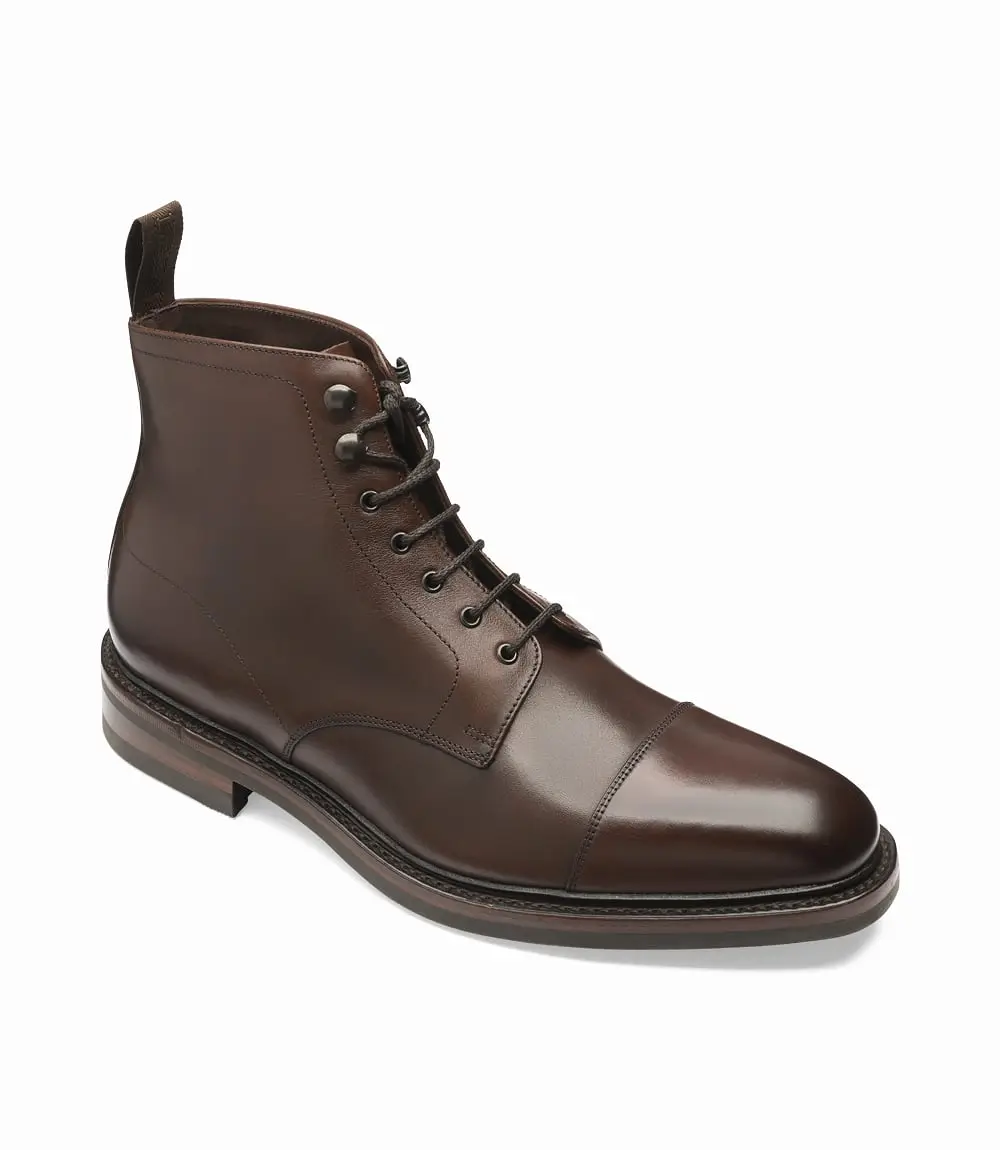 LOAKE - ROEHAMPTON Premium Derby Boot - Dark Brown Burnished Calf