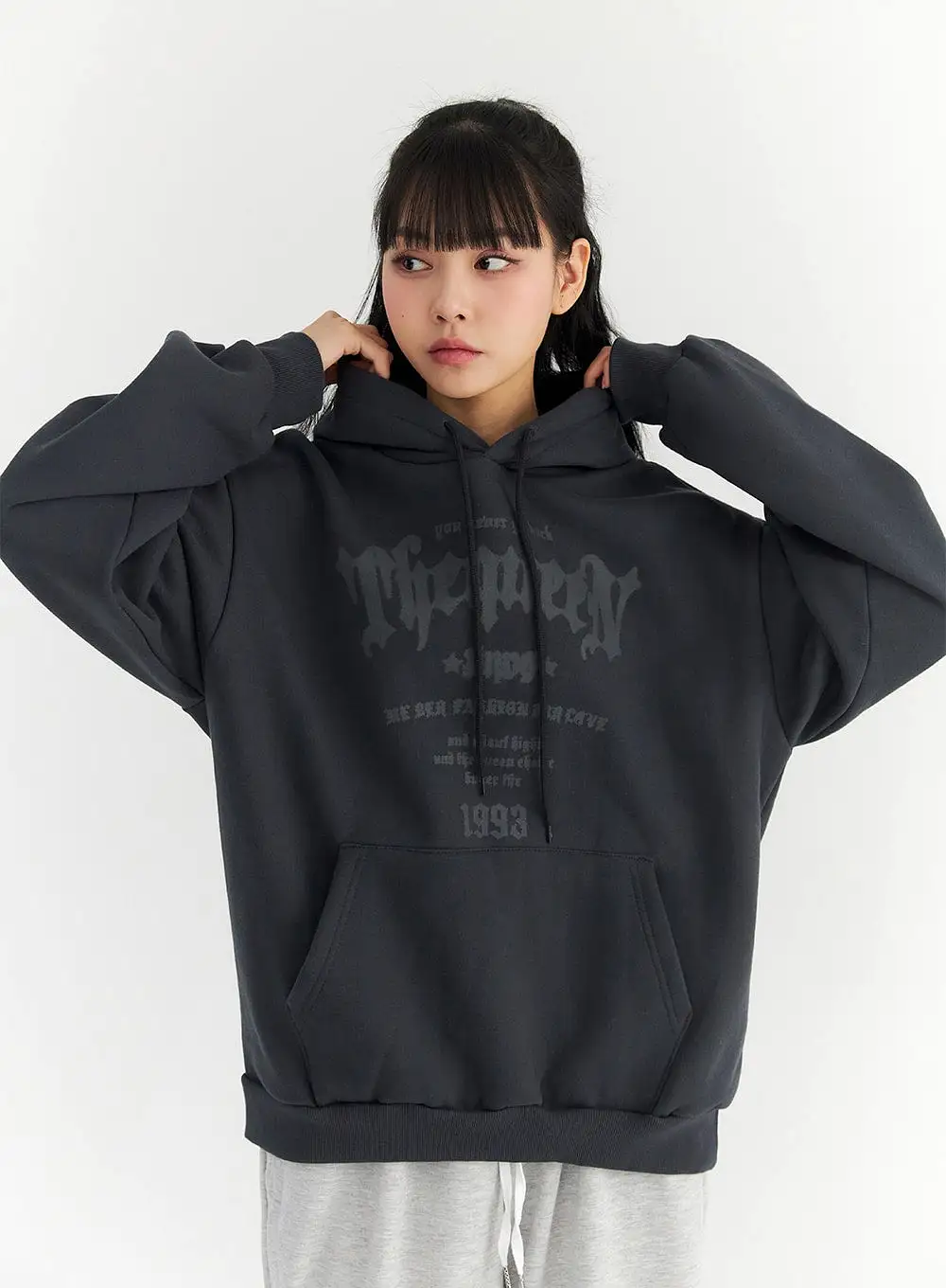 Loose Fit Fleeced Graphic Hoodie CO330