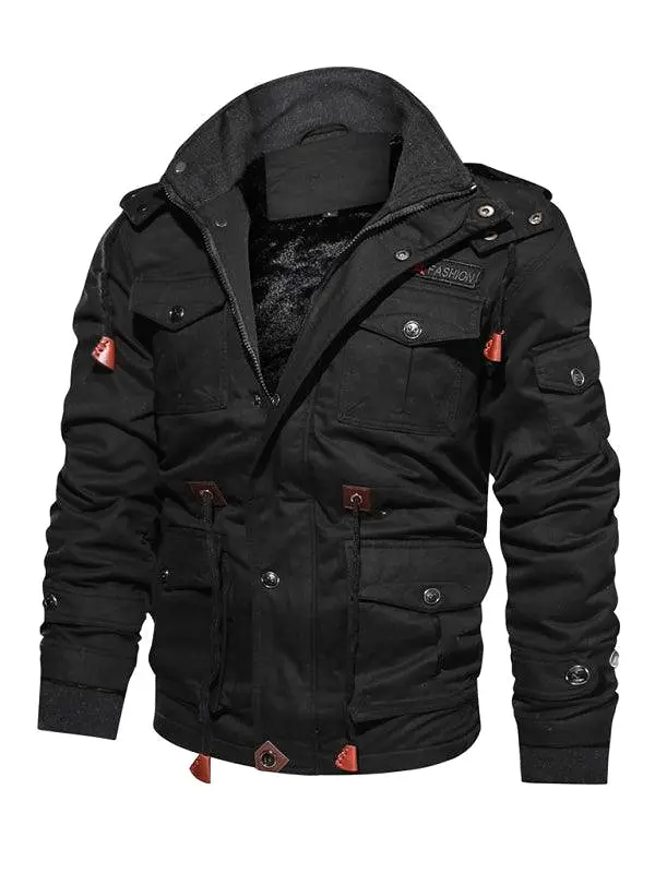 Loose Stand Collar Hooded Men Winter Jacket