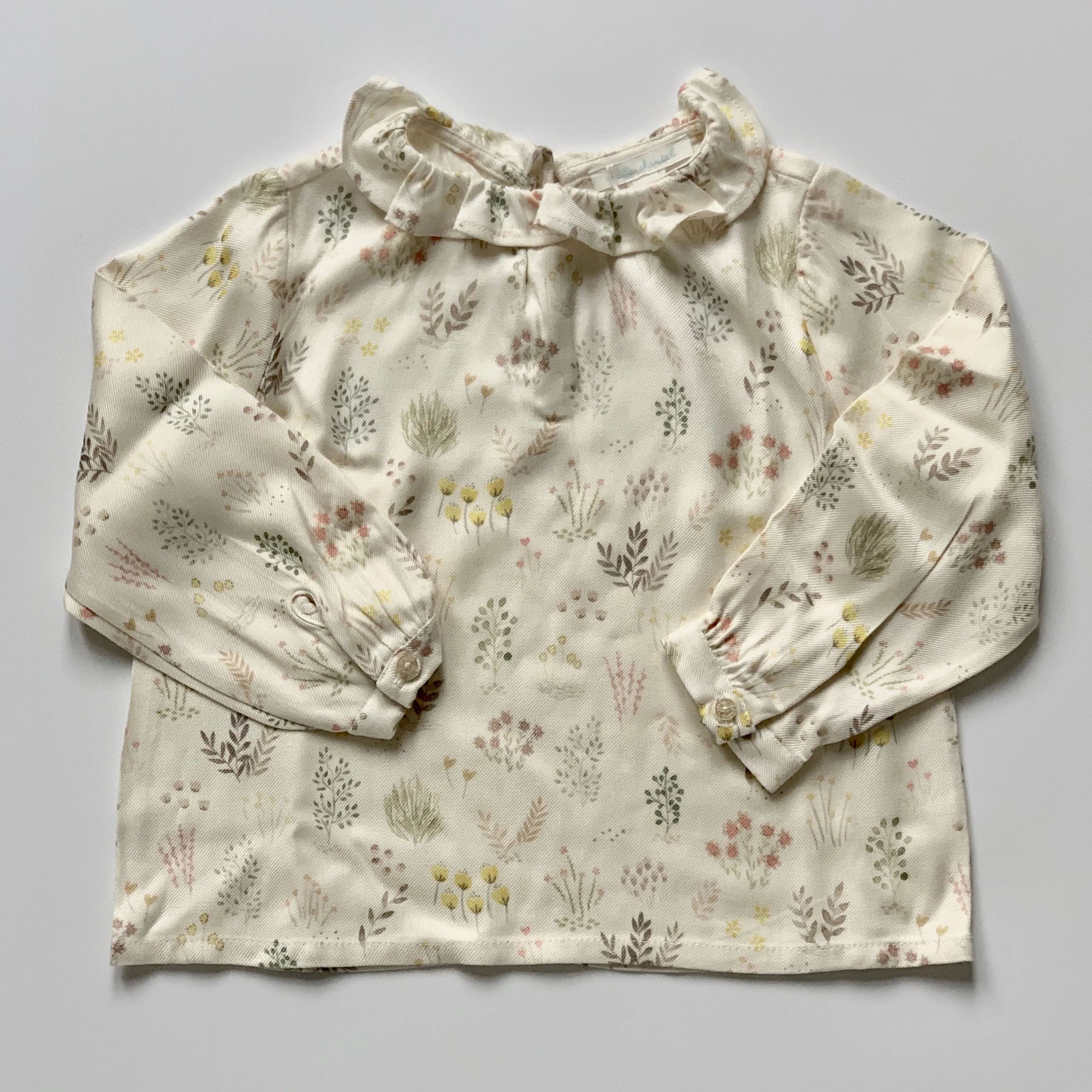 Marie-Chantal Cream Floral Print Blouse With Collar: 3 Years