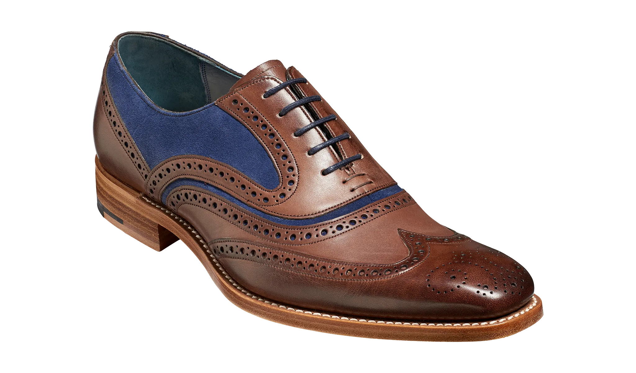 McClean Classic Full Brogue Oxford Shoe - Ebony Hand Painted / Navy Suede