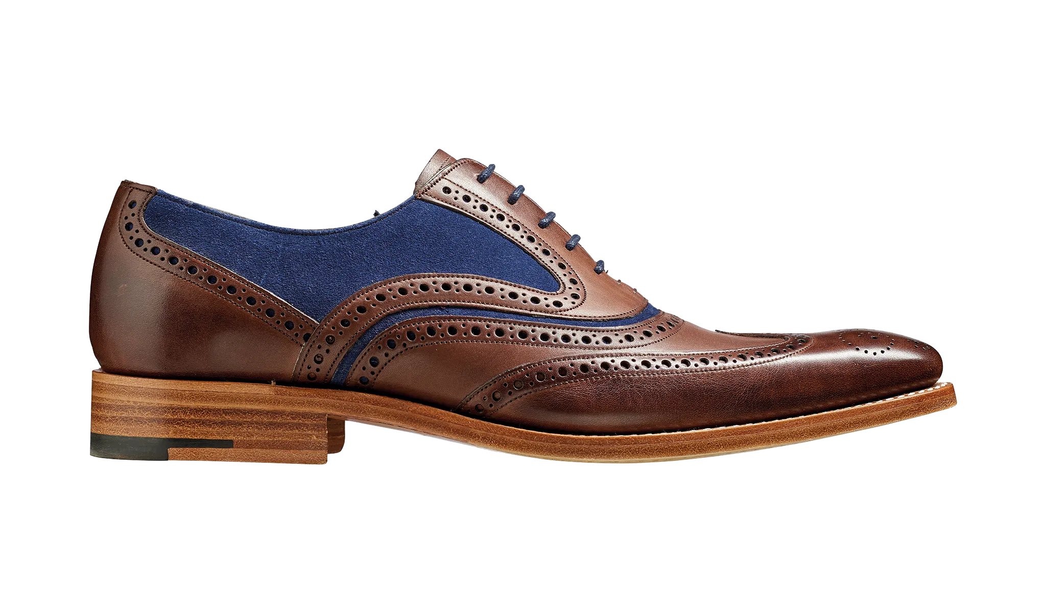 McClean Classic Full Brogue Oxford Shoe - Ebony Hand Painted / Navy Suede