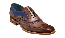 McClean Classic Full Brogue Oxford Shoe - Ebony Hand Painted / Navy Suede