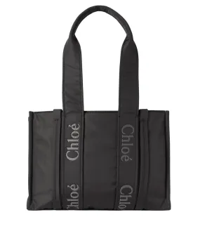 Medium Woody Tote Bag in Black