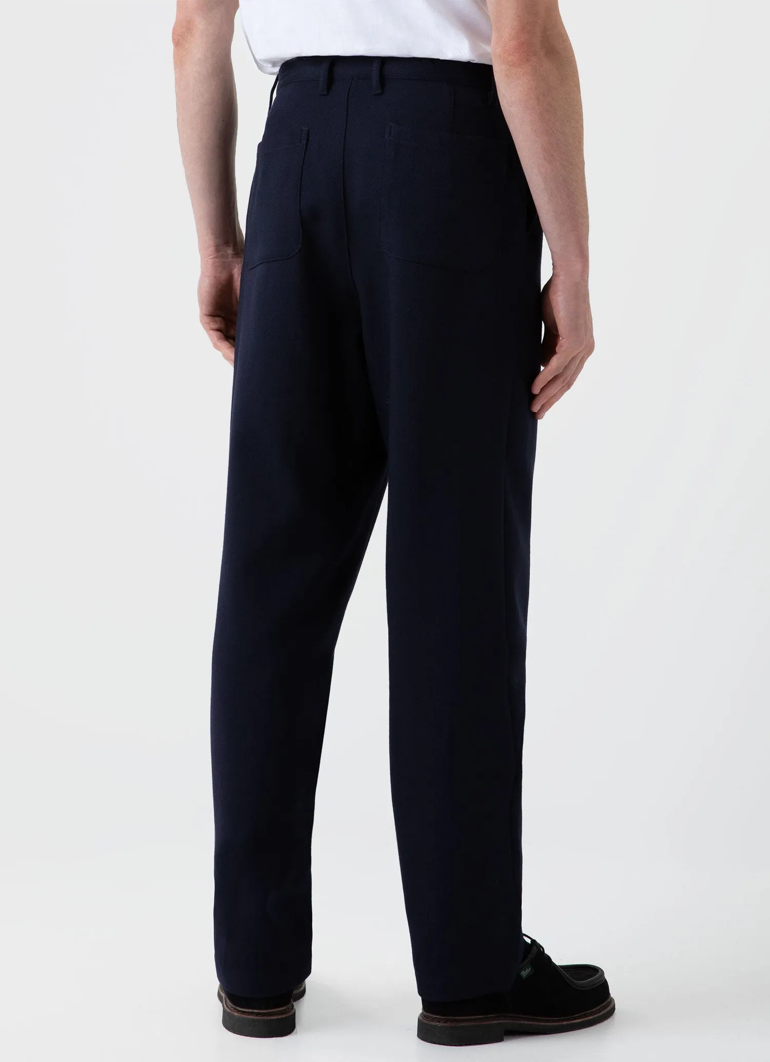 Men's Wool Twill Chore Trousers in Dark Navy