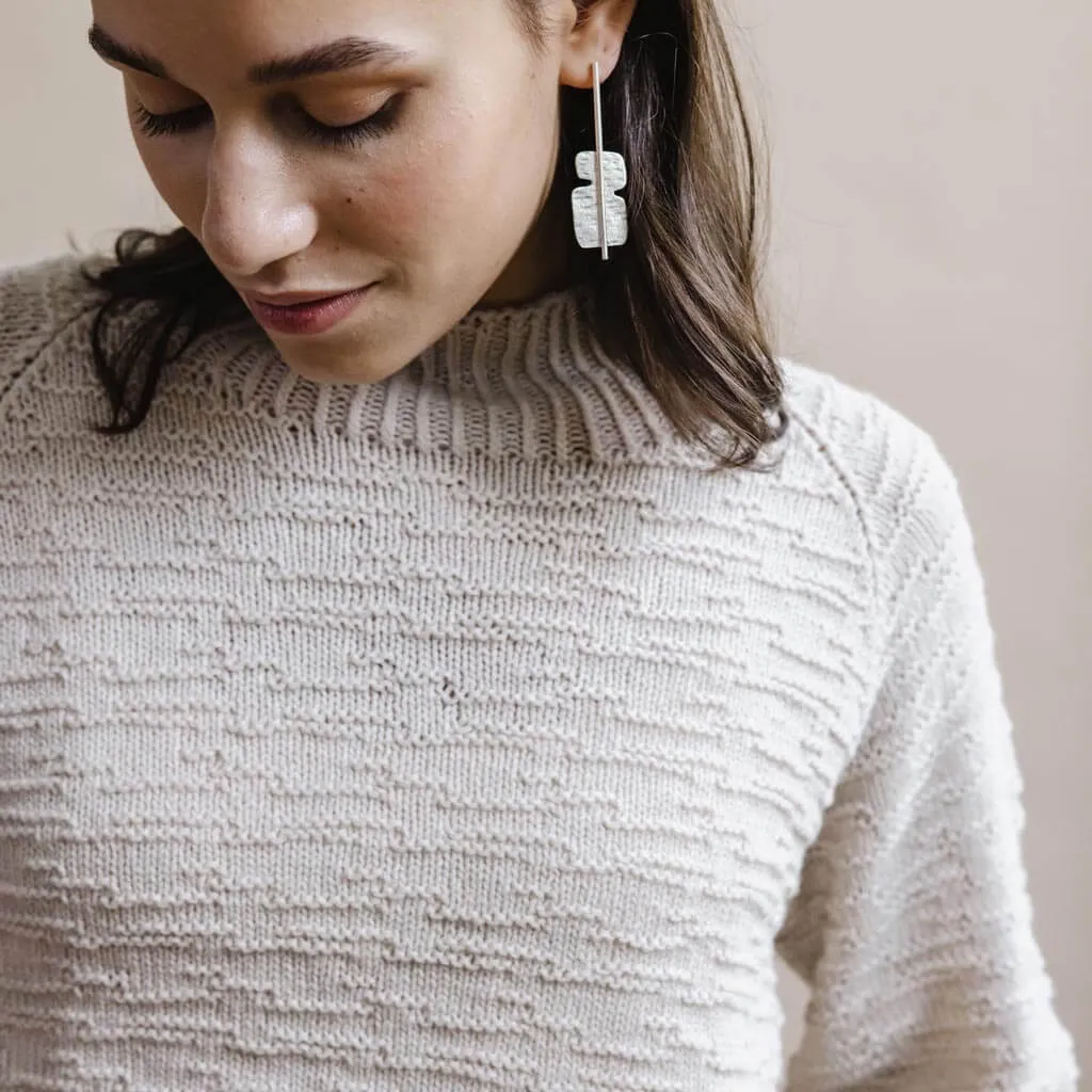 Merino Handknit Purlstripe Sweater - Almond White