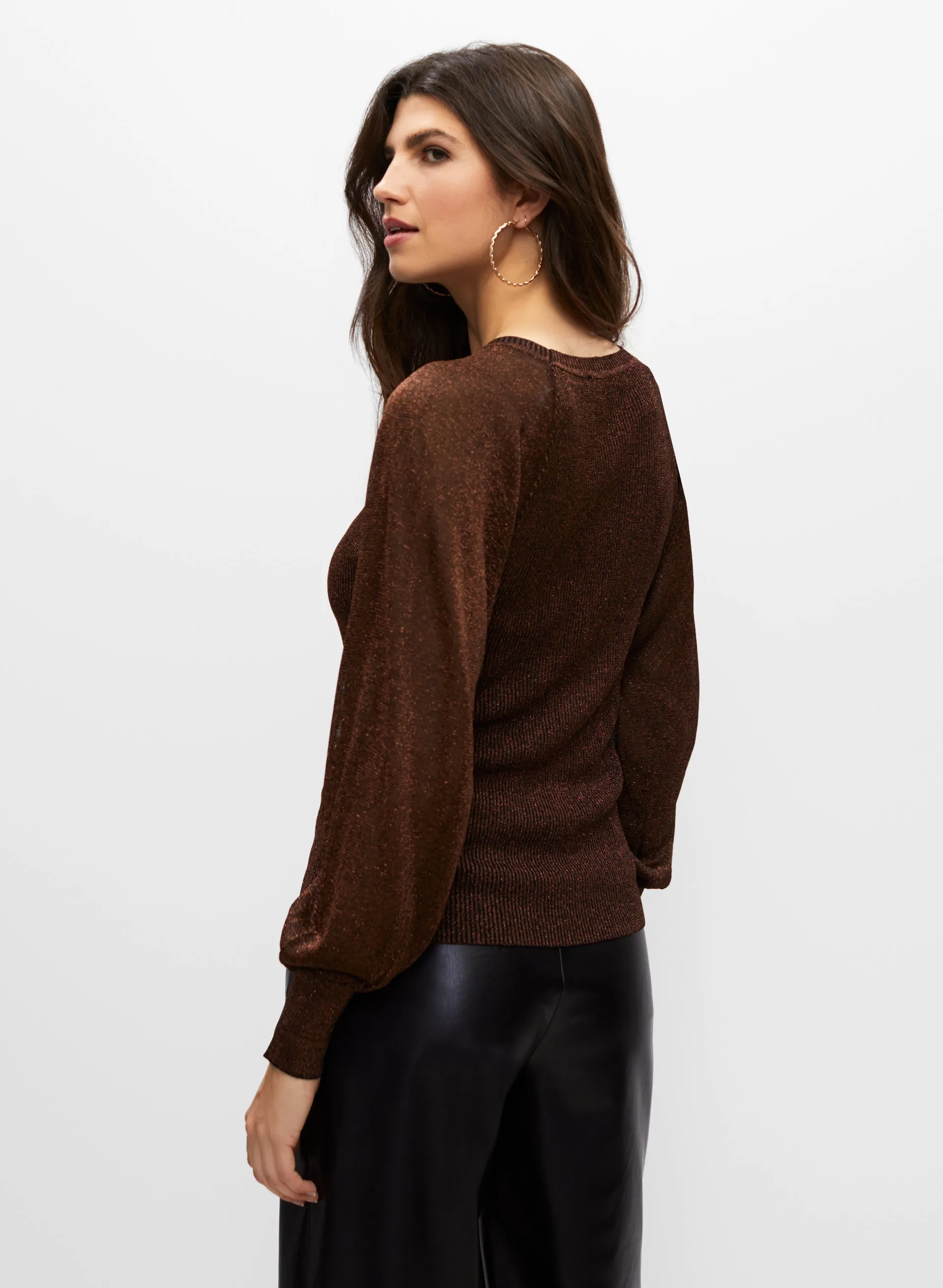 Metallic Puff Sleeve Sweater