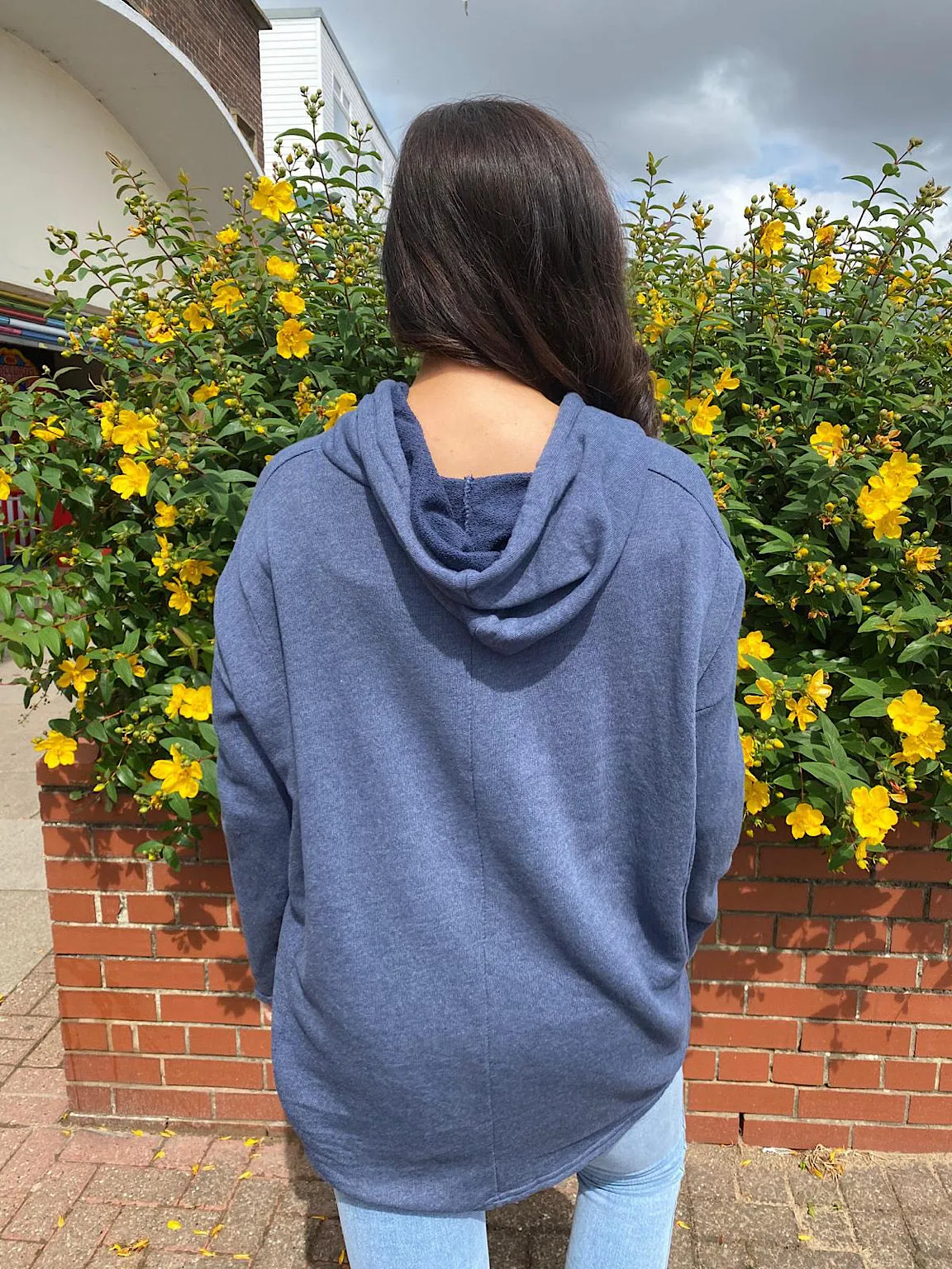 Navy Essential Hi Lo Hoodie Lena