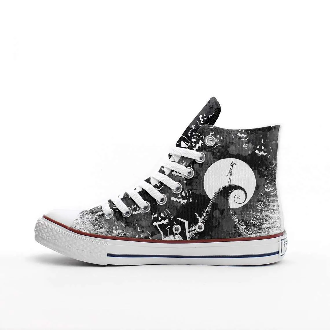 Nightmare before Christmas Tim Burton Jack Skellington Printed Sneakers Canvas High Top Shoes