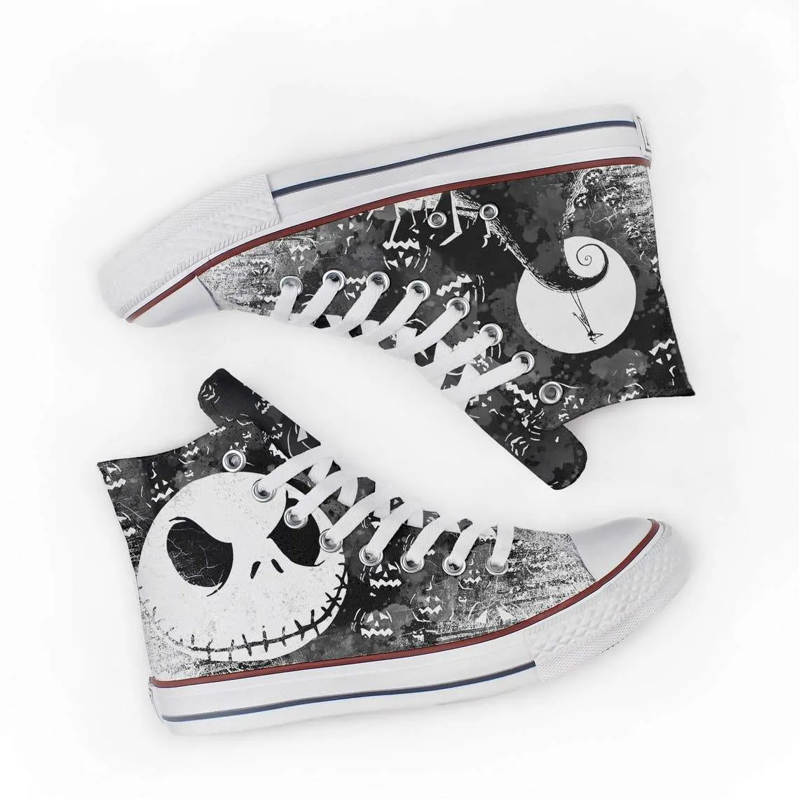 Nightmare before Christmas Tim Burton Jack Skellington Printed Sneakers Canvas High Top Shoes