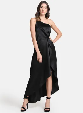 One Shoulder Satin Maxi Dress