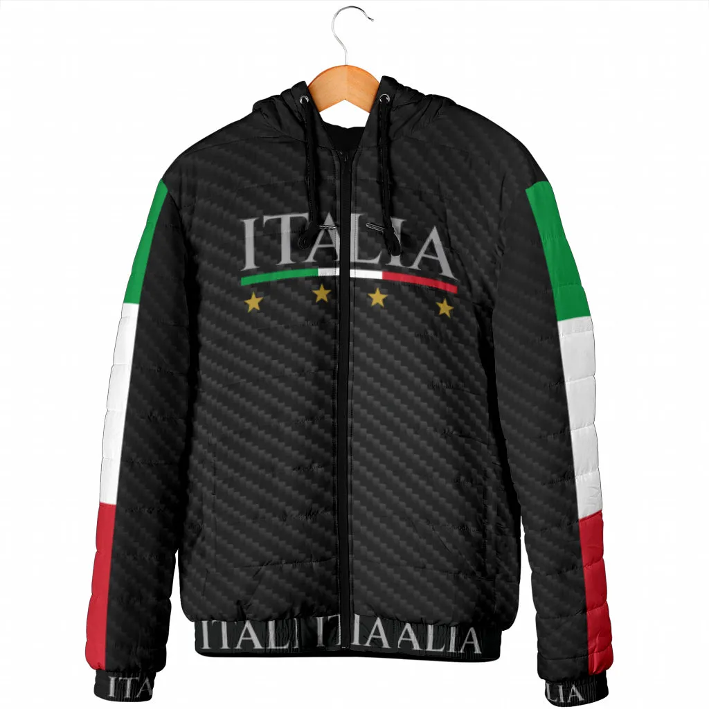 Padded Hooded Jacket Italy - carbon effect