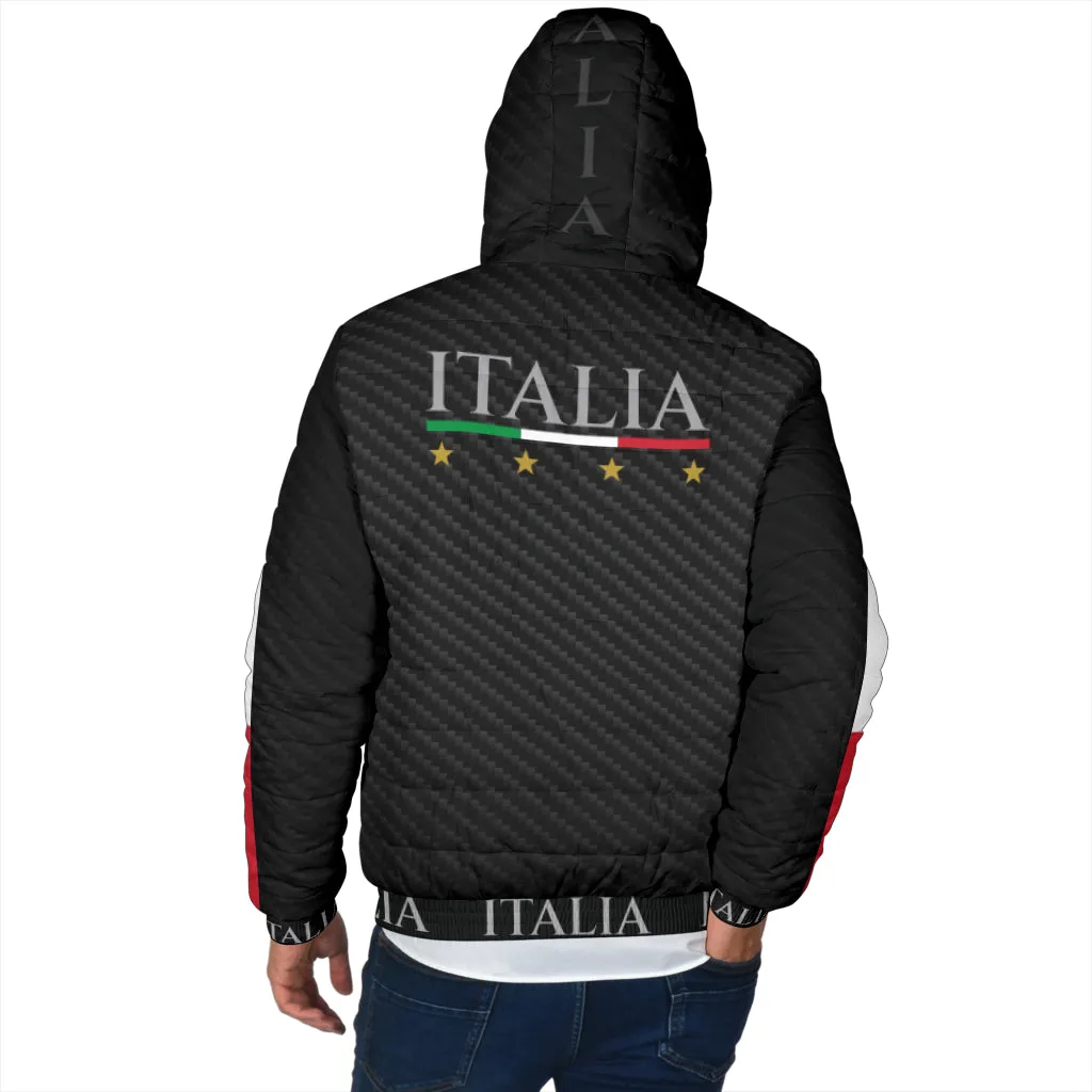 Padded Hooded Jacket Italy - carbon effect