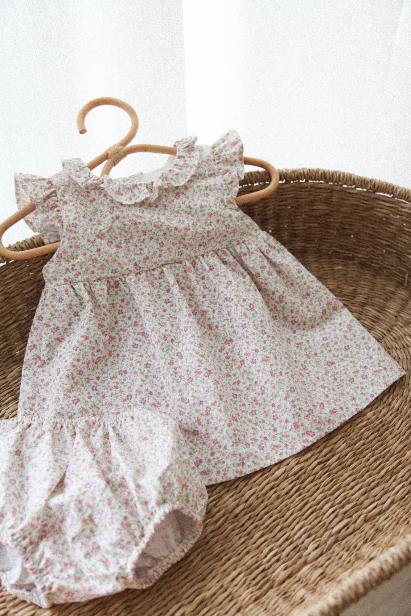 Pink Ditsy Frill Top & Bloomer Set