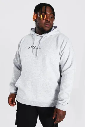 Plus Size MAN Script Hoodie | boohooMAN UK