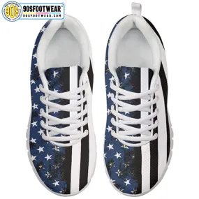 Police Blue American Flag Fitness Sneakers – USA Flag Stars & Stripes Running Shoes for 4th of July