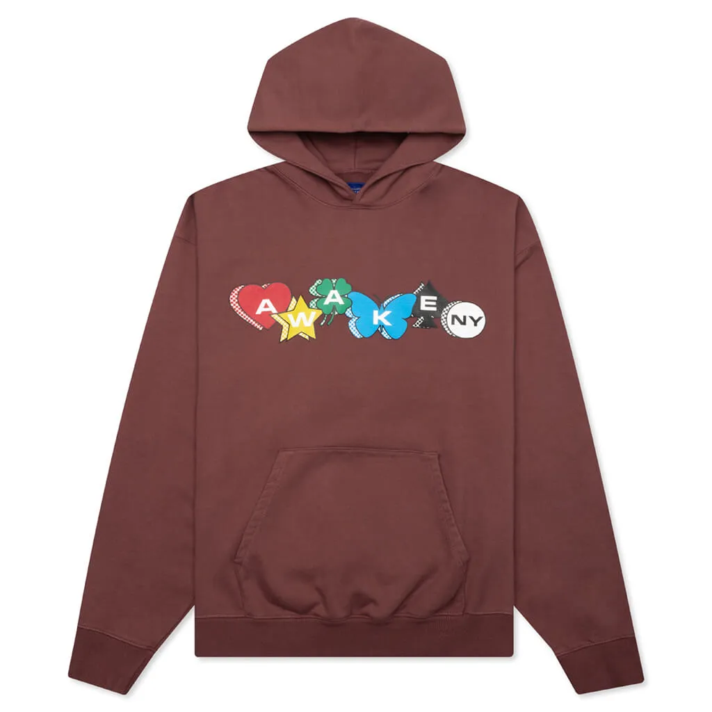 Printed Charm Logo Hoodie - Dark Mauve